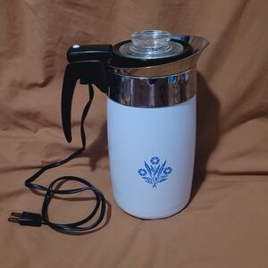 Corningware Blue Cornflower 10 C Electric Percolator Complete Tested